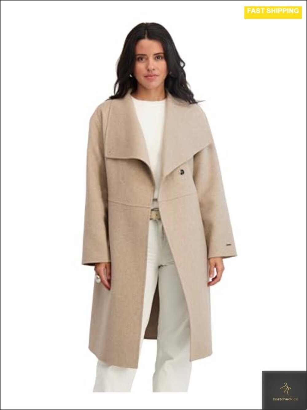 Tahari Women's Double-Faced Wool Blend Coco Coat with Wing Collar